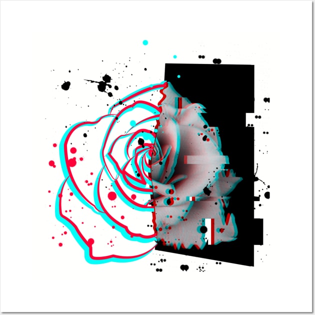 Glitch Rose art Wall Art by Daxa